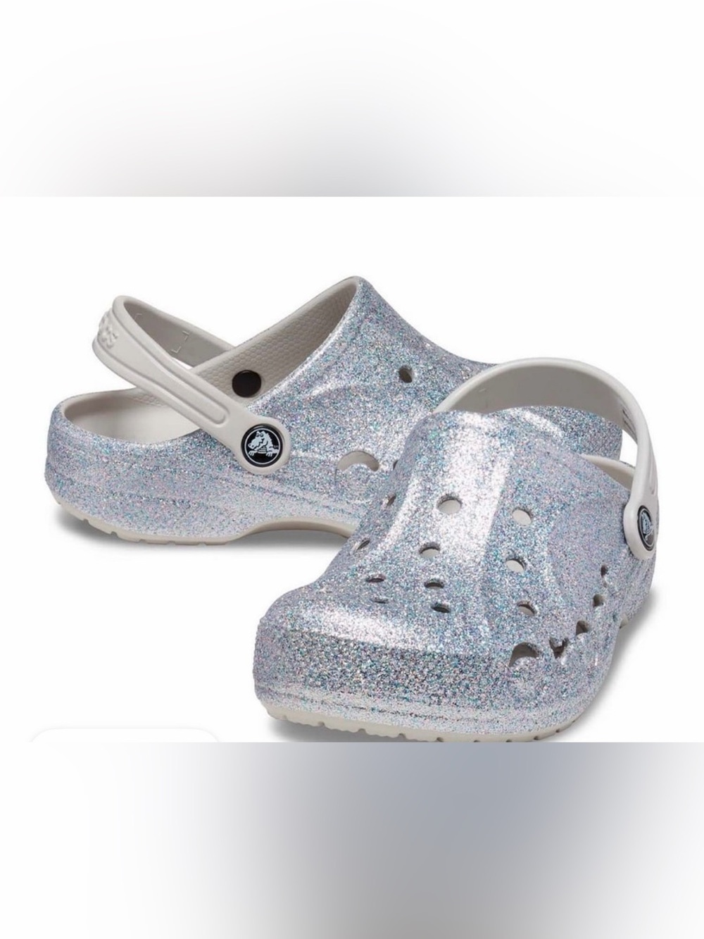 CROCS Kids Sparkle Glitter Clogs - Silver Holographic c-9